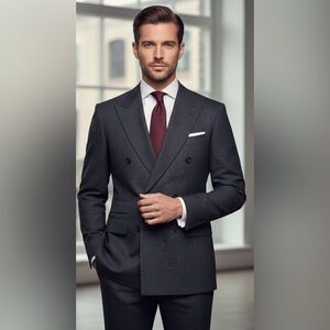 Gino Cappeli Collection Men’s 2-Piece Suit; Black & White Speckled, Size 42L/P35